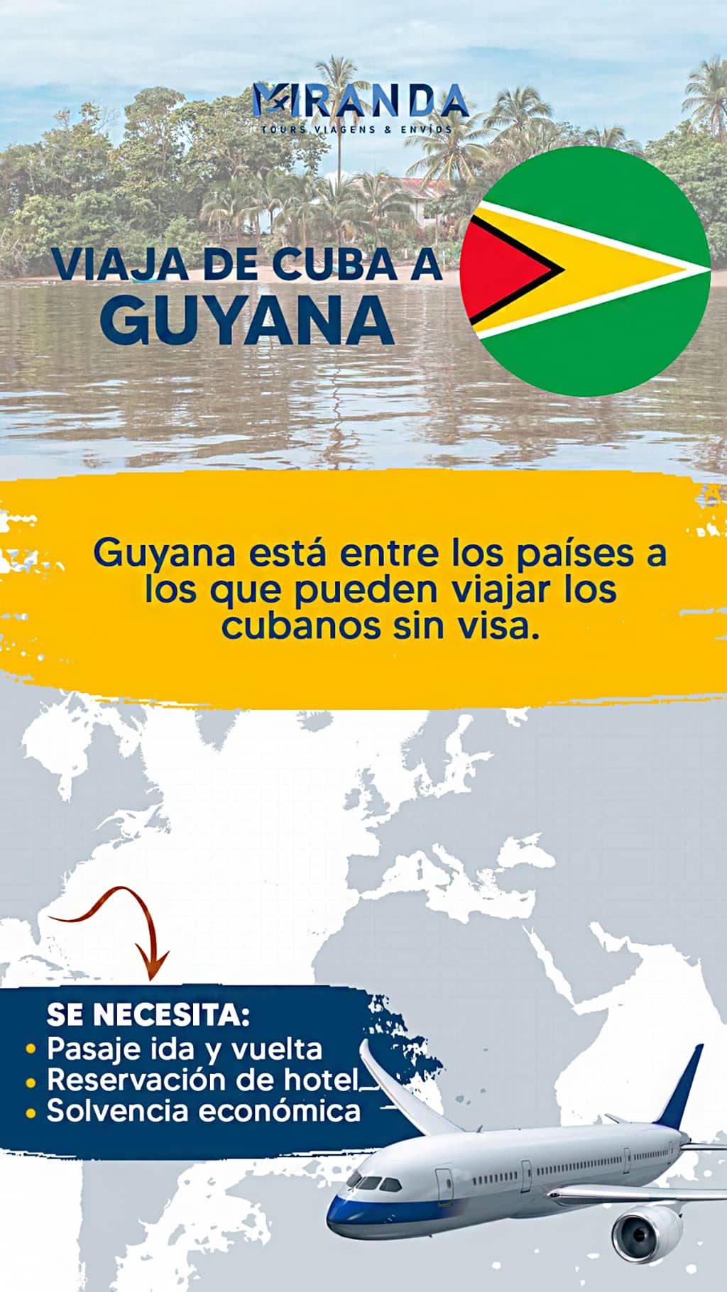 Viaja de Cuba a Guyana