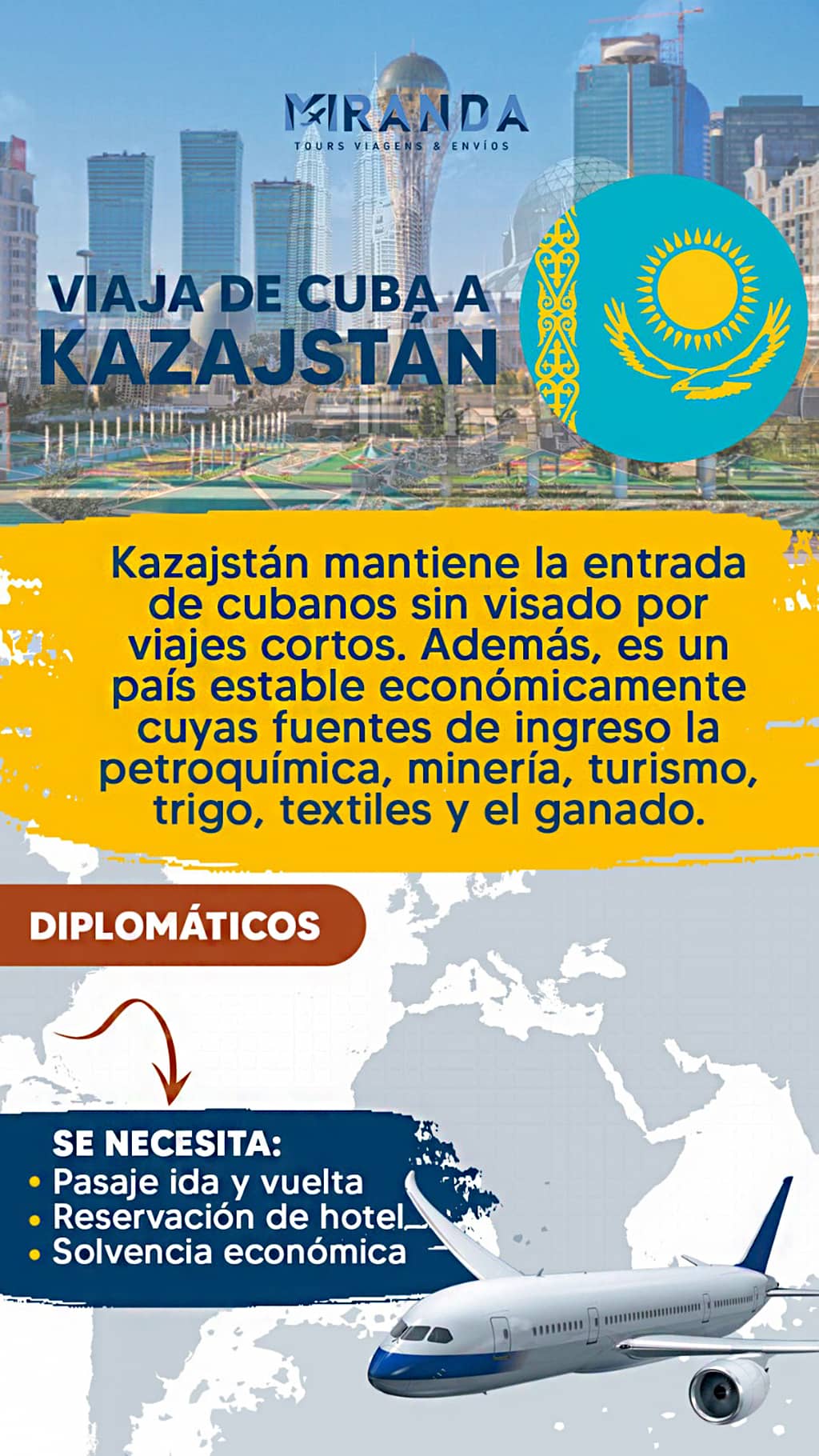 Viaja de Cuba a Kasajstán