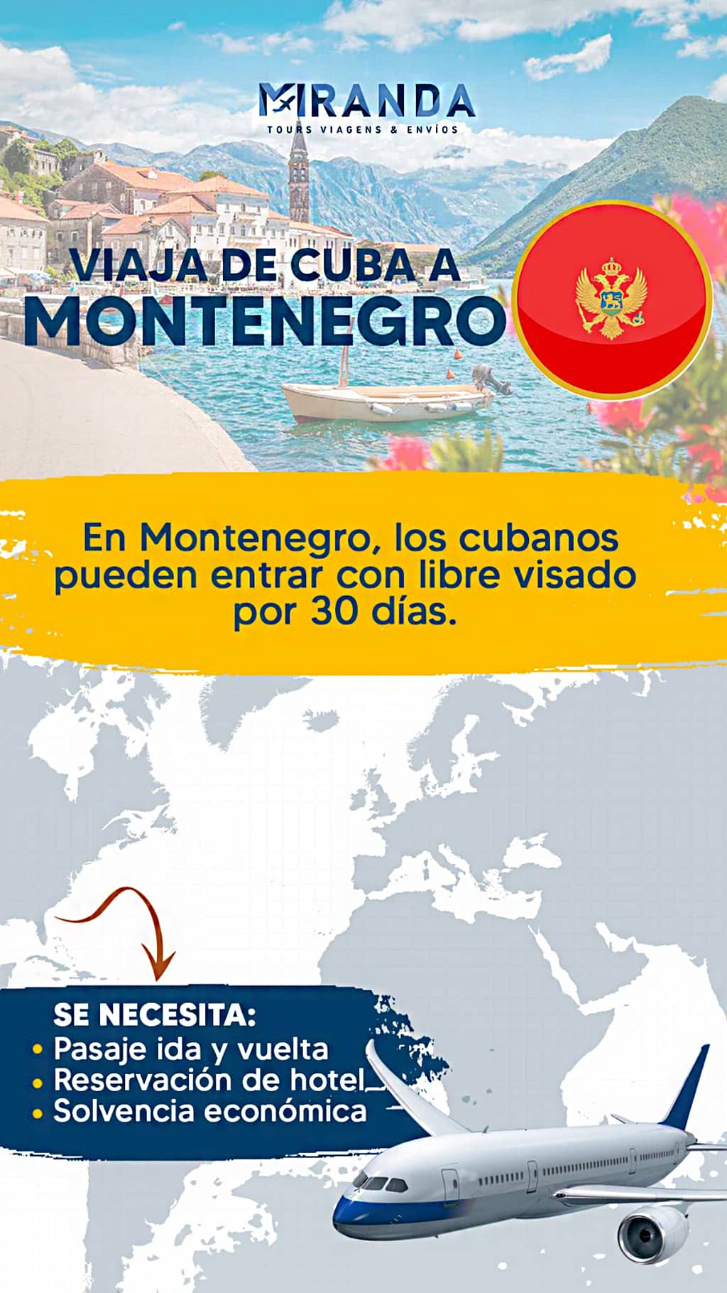 Viaja de Cuba a Montenegro