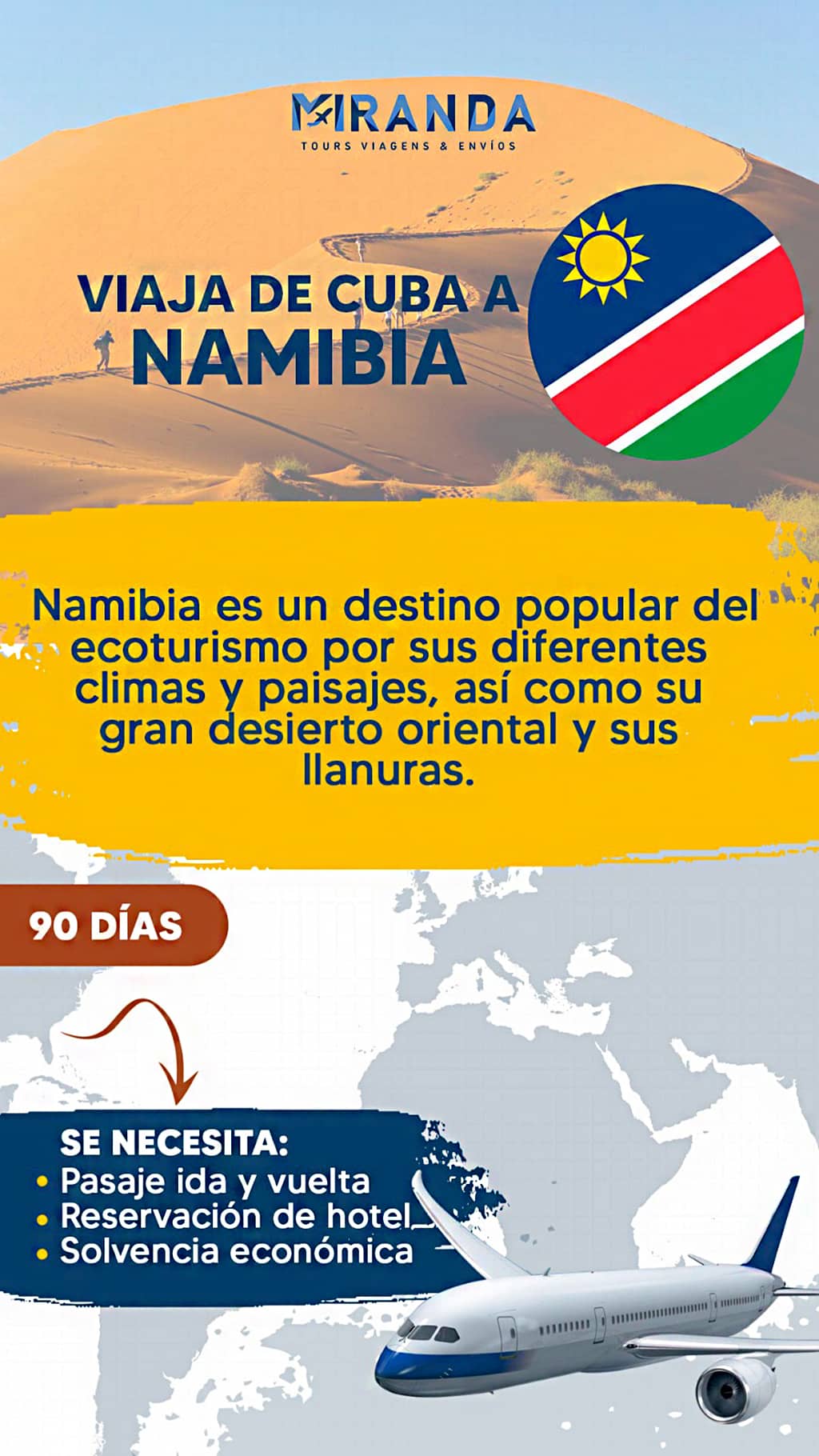 Viaja de Cuba a Namibia