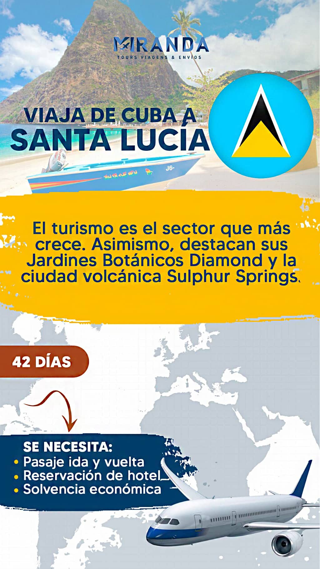 Viaja de Cuba a Santa Lucía