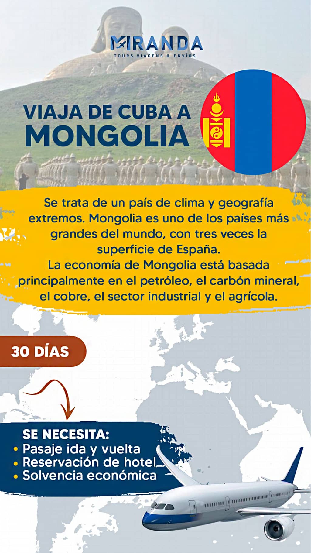 Viaja de Cuba a Mongolia