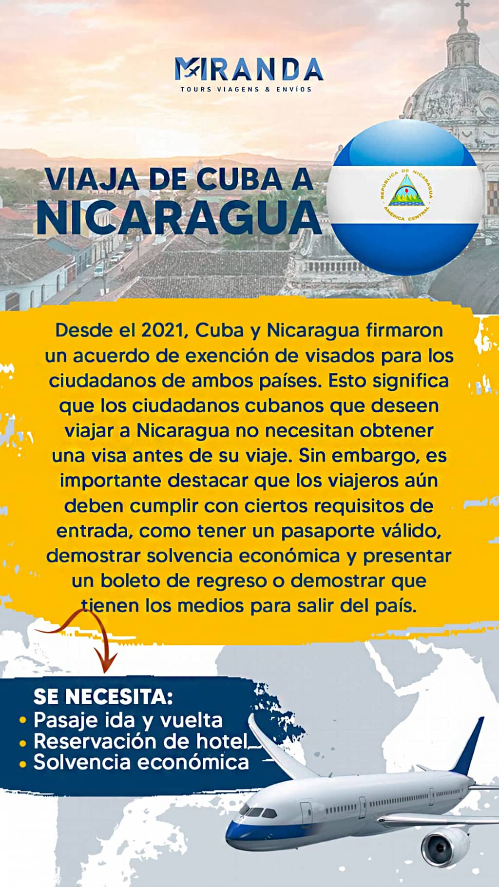 Viaja de Cuba a Nicaragua
