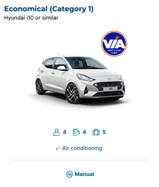 Economical (Category 1) – Hyundai i10 or similar
