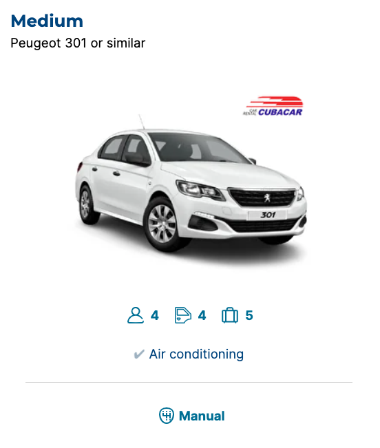 Medium – Peugeot 301 or similar