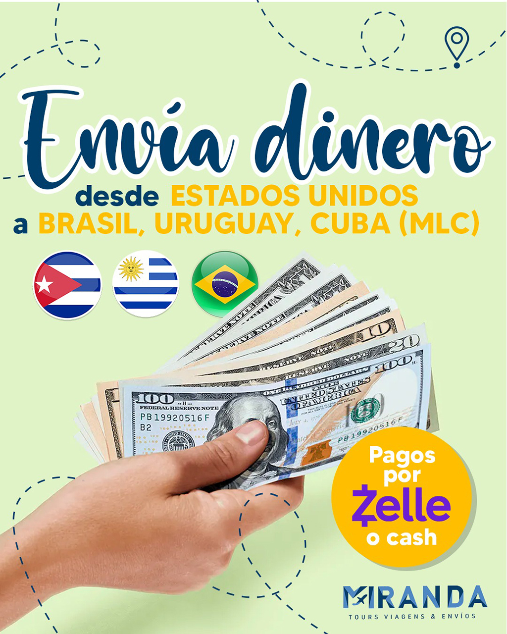 Envio de Dinero de Estados Unidos a Brasil, Uruguay, Cuba (MLC)